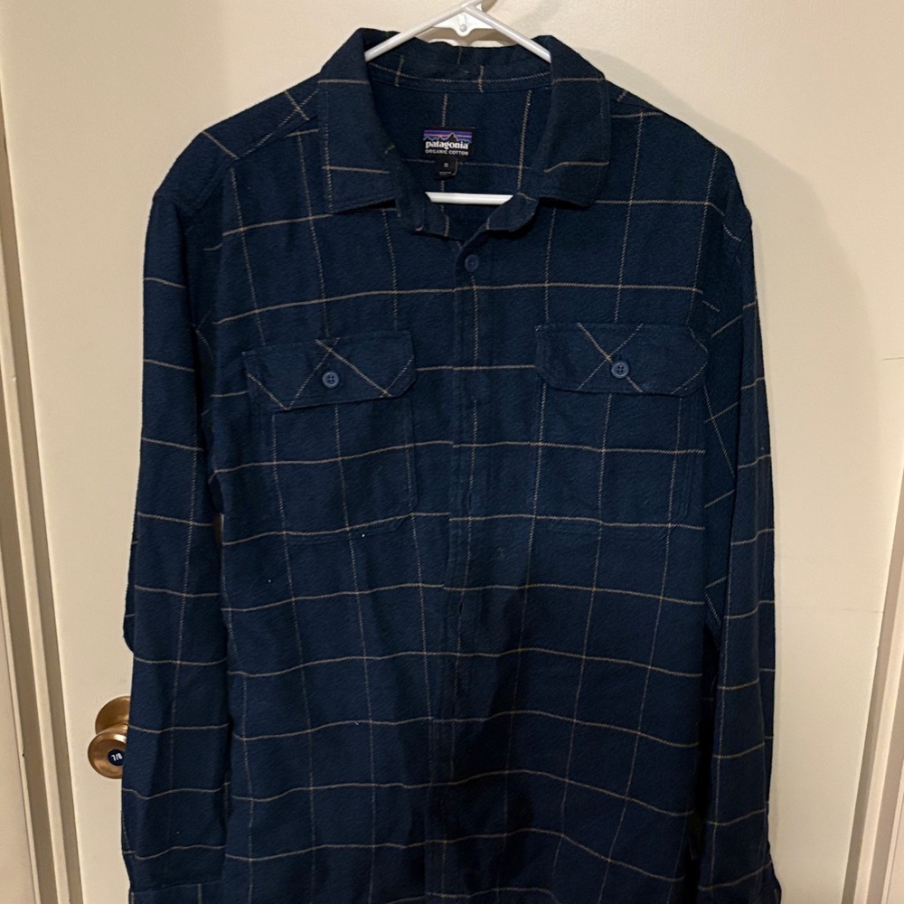 Patagonia Dark Blue Plaid Shirt